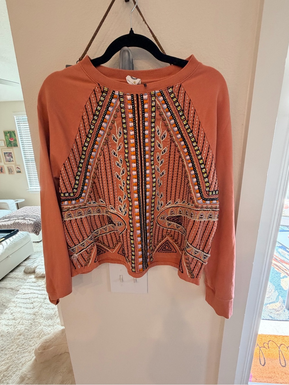 Rust Embroidered Long-Sleeve Women’s Sweatshirt